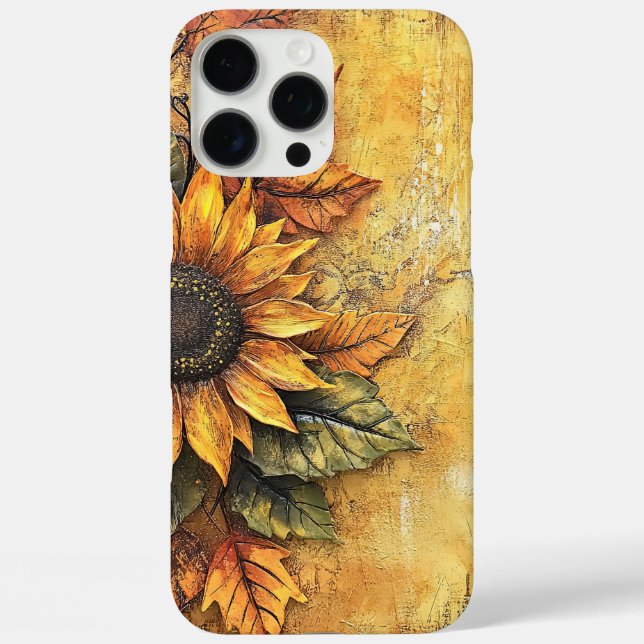 Coques Case-Mate iPhone Tournesols Automne Feuilles Médias Mixtes (Verso)