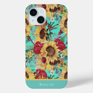 Coque Pour iPhone 15 Tournesols vintages Et Fleurs sauvages Tropicaux D