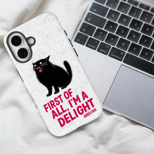 Coque Pour iPhone 16 Tout d'abord, je suis un chat noir rugissant délec
