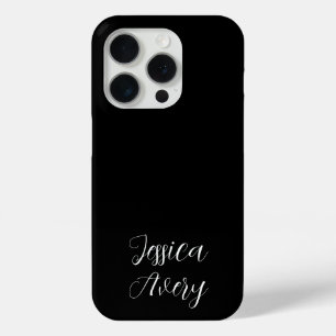 Coque iPhone 15 Pro Tout nom   Élégant script blanc modifiable sur noi