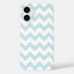 Coque Pour iPhone 16 Tout sur Chevron imprimé blanc et bleu pâle en pou