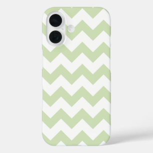 Coque Pour iPhone 16 Tout sur Chevron Imprimer blanc et vert pâle