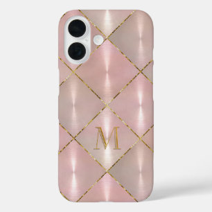 Coque Pour iPhone 16 TOUTES LES INITIALES Mère rose de Pearl Gold Monog