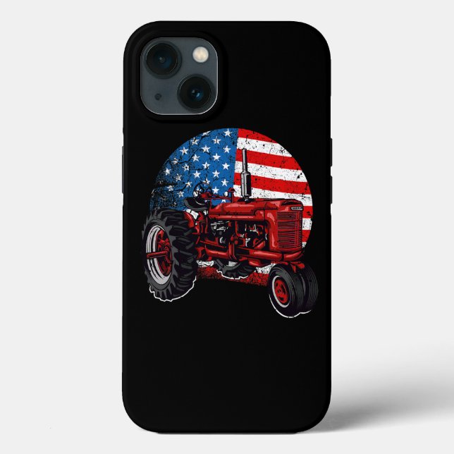 Coques Case-Mate iPhone Tracteur patriotique américain Drapeau Chemise fer (Verso)