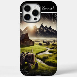 Coques iPhone 16 Pro Max Tracteur rustique au coucher du soleil