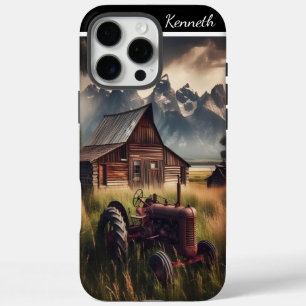 Coques iPhone 16 Pro Max Tracteur rustique et vue montagne
