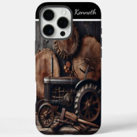 Tracteur vintage et dalles de bois