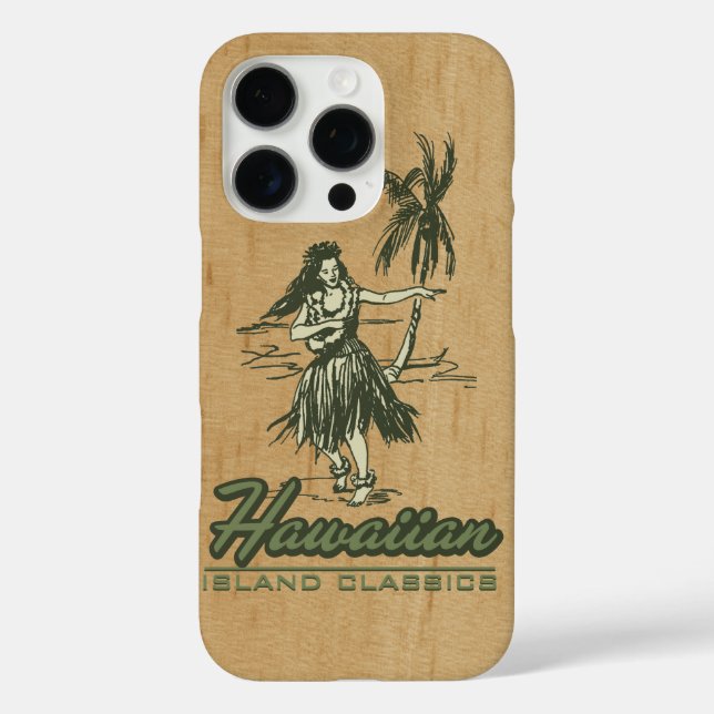Coques Case-Mate iPhone Tradewinds Hawaiian Island Hula Girl Faux Wood (Verso)