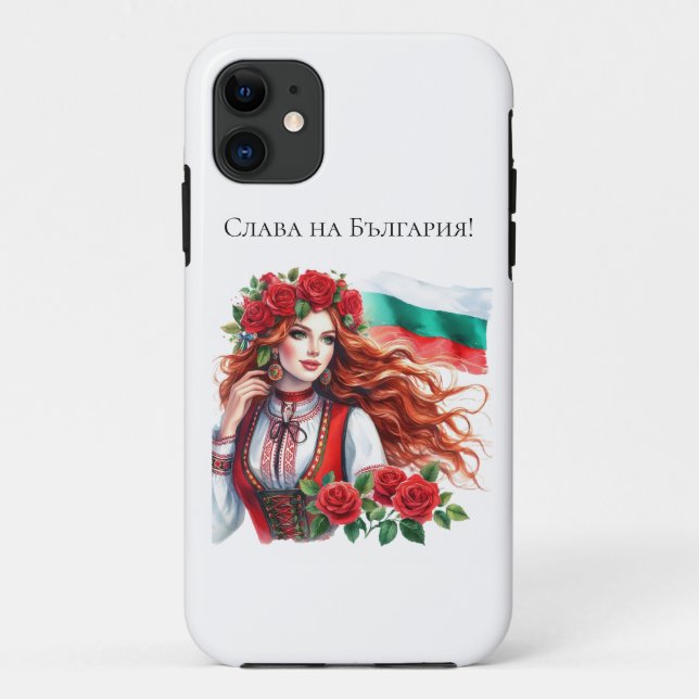 Coques Case-Mate iPhone Tradition du drapeau bulgare Folklore Femme Roses  (Dos)