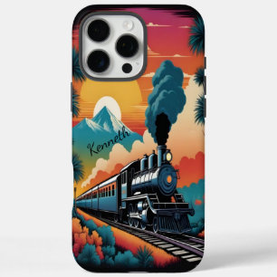 Coques iPhone 16 Pro Max Train à vapeur Coucher du soleil Voyage