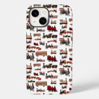 Train Jouet vintage Motif Trains colorés