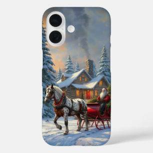 Coque Pour iPhone 16 Traîneau à un cheval de Noël de Santa