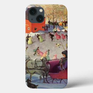 Etui iPhone 13 Traîneau de Noël vintage, Amour et Romance