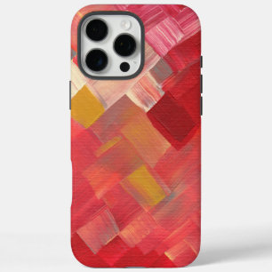 Coques iPhone 16 Pro Max Traits de pinceau abstraits géométriques rouge, ro