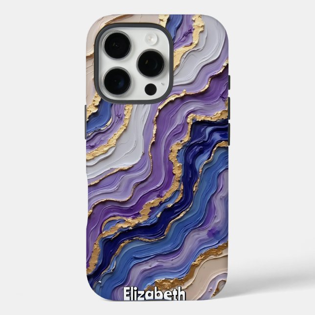 Coques Case-Mate iPhone Tranche d'agate Abstraite en violet (Verso)