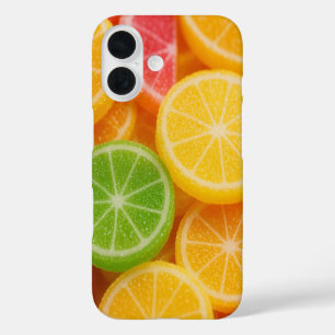 Coque Pour iPhone 16 Tranches de bonbons d'agrumes colorés et vibrants