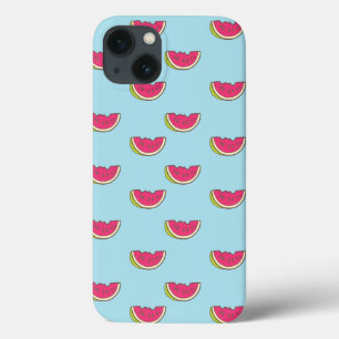 Etui iPhone 13 Tranches de pastèque sur le motif turquoise