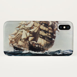 Coque iPhone X Transport Vintage, Clippers dans des Mers Agitées