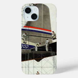 Coque Pour iPhone 15 Transport vintage, maintenance d'avion