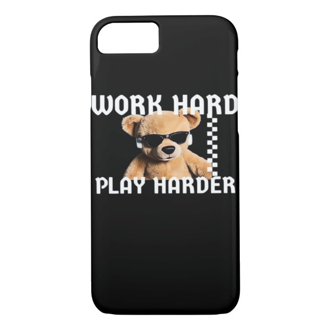 Coques Case-Mate iPhone Travailler dur Jouer dur - Teddy Bear Classic (Dos)