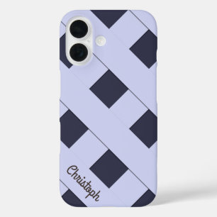 Coques iPhone 16 Traversée géométrique Lignes Bleues Pastel avec no