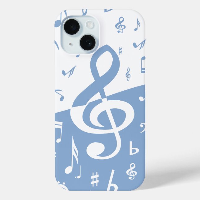 Coques Case-Mate iPhone Treble Clef Wave Ciel bleu et blanc (Verso)