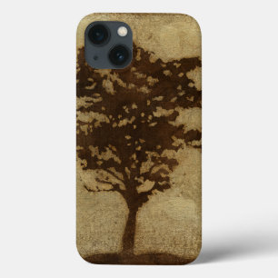 iPhone 13 Case Tree Silhouette on Bronze Background
