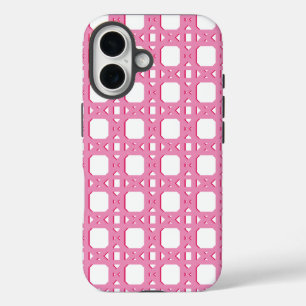 Coque Pour iPhone 16 Trellis en Rotin de Style Chinois Rose