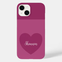 Trend Couleur rose pourpre Coeur et nom minimalist