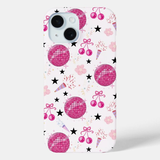 Coques Case-Mate iPhone Trendy Disco Celebration Party Seamless Pattern (Verso)