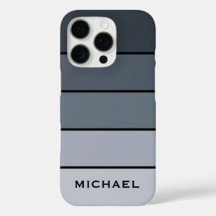 Coques iPhone 16 Pro Trendy Modern Space Gris Stripes
