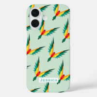 Trendy Tropical Bird Motif Blue Personnalisé