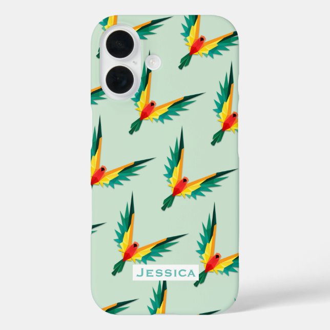 Coques Case-Mate iPhone Trendy Tropical Bird Motif Blue Personnalisé (Verso)