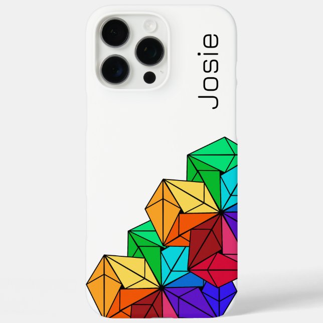 Coques Case-Mate iPhone Triangles de cubes arc-en-ciel lumineux 3D sur bla (Verso)