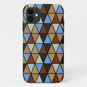 Coque Case-Mate Pour iPhone Triangles géométriques modernes, bleu Brown et bei