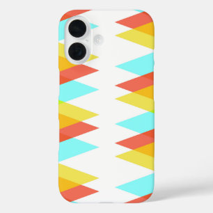 Coque Pour iPhone 16 Triangles jaunes, rouges et bleus cadets