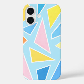 Coque Pour iPhone 16 Triangles pastel sur bleu pâle