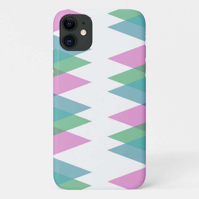 Coques Case-Mate iPhone Triangles rose et vert (Dos)