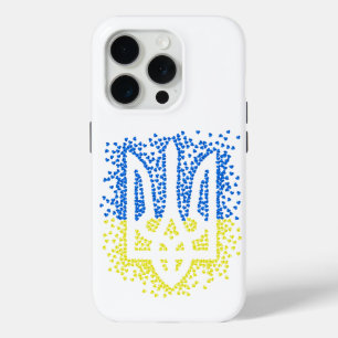 Coque iPhone 15 Pro Trident de l'emblème ukrainien tryzub dispersant l