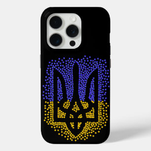 Coque iPhone 15 Pro Trident heraldique ukrainien tryzub étoiles disper