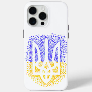 Coque iPhone 15 Pro Max Trident heraldique ukrainien tryzub étoiles disper