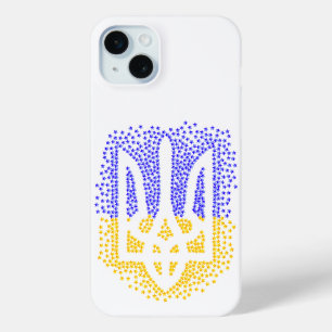 Coque iPhone 15 Mini Trident heraldique ukrainien tryzub étoiles disper