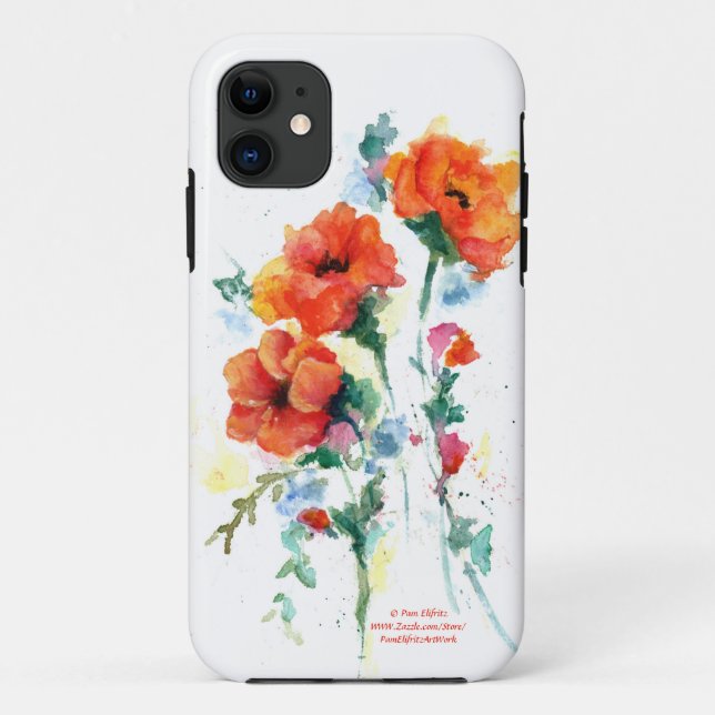 Coques Case-Mate iPhone Trio élégant rouge-orange de pavot Poster (Dos)