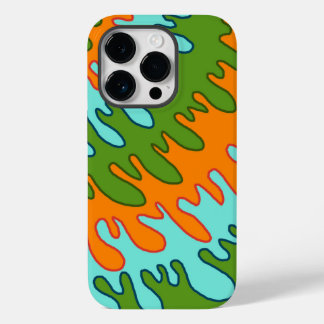 Coque Pour iPhone 14 Pro Trippy Green Orange Liquid Dripe Motif Y2K