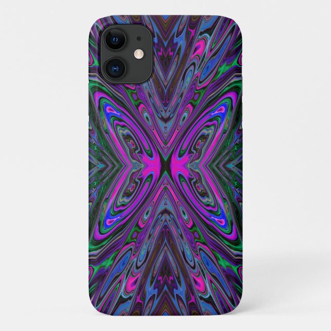 Coques Case-Mate iPhone Trippy Magenta, Bleu et Vert Papillon Abstrait (Dos)