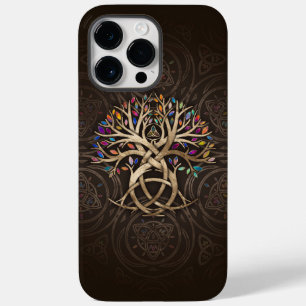 Coque Pour Pour iPhone 14 Pro Max Triquetra Arbre de vie feuilles colorés