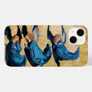 COQUE POUR iPhone 14 TROIS ANGELS DE NOËL EN PARCHEMENT BLEU