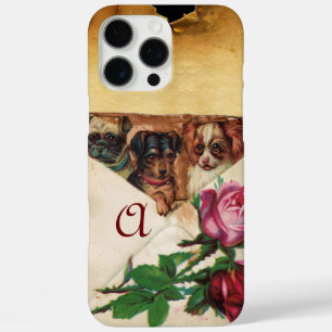 iPhone 16 PRO MAX CASE TROIS DOGGIES AVEC MONOGRAM ROSE
