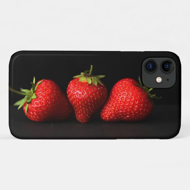 Coques Case-Mate iPhone Trois Fraises Sur Iphcnm Noir (Dos (Horizontal))