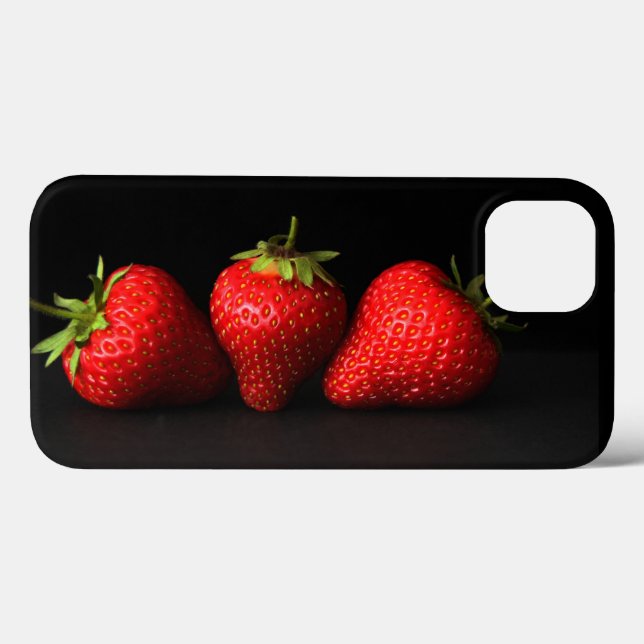 Coques Case-Mate iPhone Trois Fraises Sur L'Iphcna Noire (Verso (horizontal))